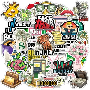50pcs money graffiti stickers waterproof vinyl decals for laptop luggage phone cases