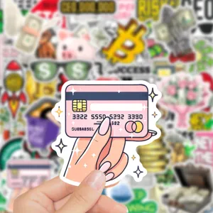 Cute pink credit card waterproof vinyl sticker currency graffiti decor for laptop and phone case