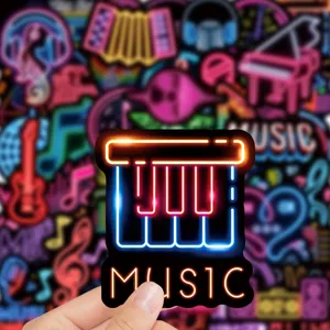 Waterproof neon music graffiti sticker for guitar skateboard laptop luggage decoration vinyl