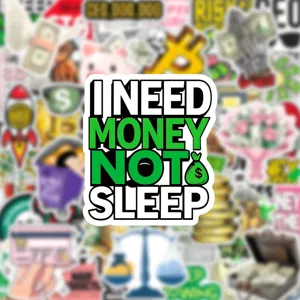 Waterproof vinyl graffiti sticker featuring I need money not sleep design for laptop decor.
