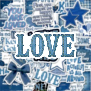 Retro blue denim style motivational decorative waterproof sticker for laptop luggage and skateboard.