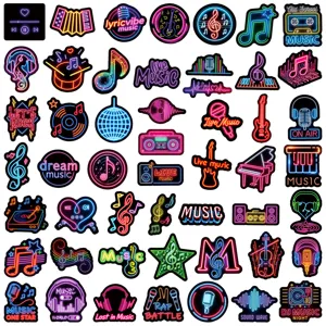 50pcs Neon Music Graffiti Stickers Waterproof Decals for Guitar Helmet Skateboard Laptop DIY