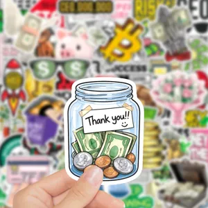 Waterproof money currency jar sticker for laptop phone case waterproof vinyl decal craft art