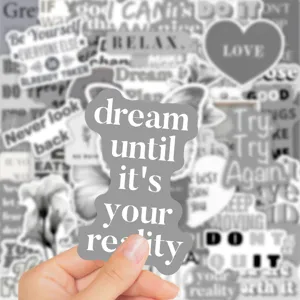 Adesivi con citazioni di motivazione grigio Morandi, decalcomanie con frasi inglesi tazza.