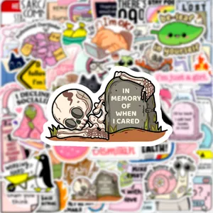 50pcs autocollants meme drôles imperméables en vinyle pour ordinateur portable gourde