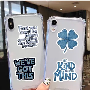 Blue denim style inspirational quote stickers waterproof decorative decals for phone case