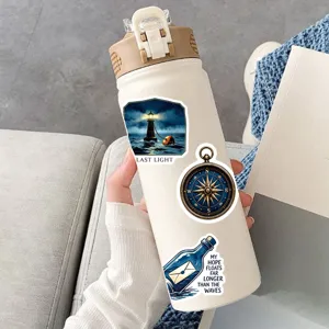 Nautische vinyl stickers set voor waterfles decoratie, waterdichte sticker verpakking.