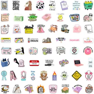 50pcs drôles autocollants de mème étanches esthétiques pour ordinateur portable gourde