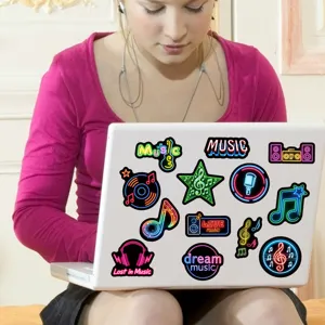 Waterproof neon music graffiti stickers for laptop skateboard guitar decoration 50pcs