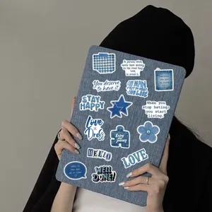 50pcs retro inspirational blue denim style graffiti waterproof stickers for laptop skateboard suitcase