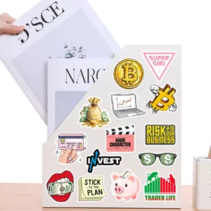 Waterproof currency graffiti stickers for laptop phone case luggage, 50pcs decorative decals.