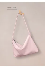 Sac à bandoulière en cuir rose élégant sac à main Hobo design de niche minimaliste
