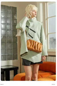 Stijlvolle schoudertas van echt leer voor dames, trendy geplooide cloud crossbody tas.