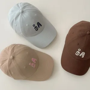 Kids spring casual soft top baseball cap with embroidery letters for boys and girls