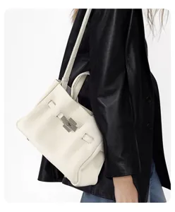 Sac a main femme en cuir veritable design de luxe grand cabas sac porte epaule blanc