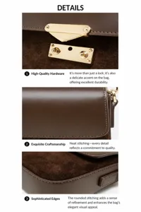 Sac à bandoulière en cuir marron vue détaillée, élégant sac cabas de transport quotidien.