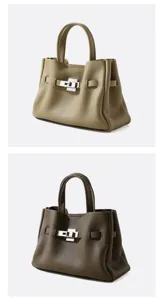 Sac cabas en cuir haut de gamme avec fermoir tournant classique et grand espace de rangement.
