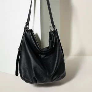 Dames Echt Lederen Tote Tas Grote Capaciteit Zacht Rundleer Schoudertas Casual Minimalistische Hobo Handtas