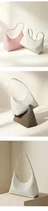 Borsa a spalla in vera pelle da donna, elegante borsa hobo morbida e di tendenza.