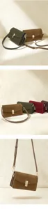 Vintage suede shoulder bag for women, elegant solid color crossbody bag with metal lock.