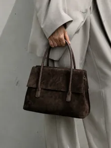 Women's Vintage Frosted Cowhide Leather Handbag Large Capacity Retro Shoulder Crossbody Bag Casual Tote Bag