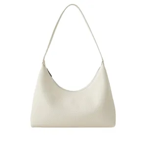 Borsa a spalla minimalista in pelle bianco sporco da donna, elegante borsa hobo quotidiana.