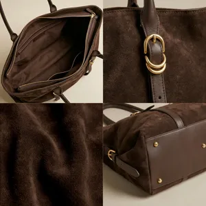 Large Capacity Genuine Leather Tote Bag For Women Retro Frosted Cowhide Shoulder Bag Urban Minimalist Casual Handbag