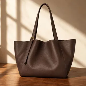 Sac Cabas en Cuir Marron Foncé Grande Capacité Sac à Épaule Élégant pour Femme Chic