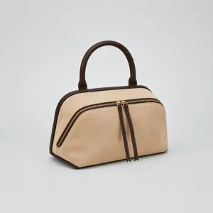 Suede leather boston handbag commuter shoulder bag stylish bowling bag for women winter