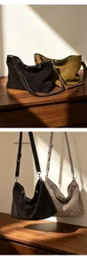 Vintage Wildleder Umhängetasche für Damen, schicke minimalistische Achseltasche Alltag.