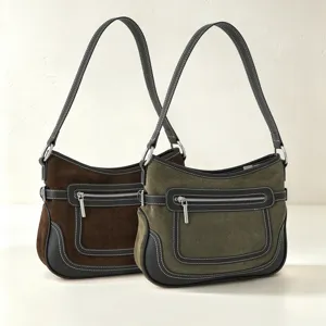 Sac à épaule en cuir véritable pour femme, élégant sac hobo sous les bras pour le quotidien.