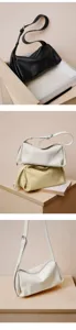 Bolso de hombro de cuero genuino casual versátil bolso de almohada minimalista chic