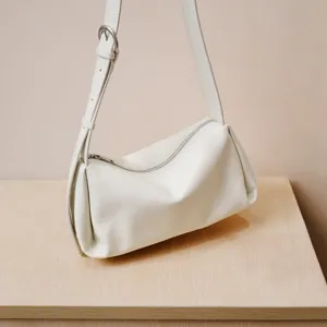 Mujer Bolso de Hombro de Cuero Genuino Gran Capacidad Bolso Bandouliere Casual Commuter Minimalista Color Sólido Almohada