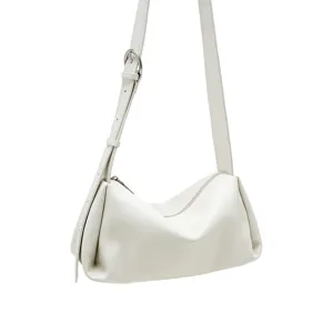 Elegante bolso bandolera de piel blanca para mujer, bolso de hombro suave y versátil.