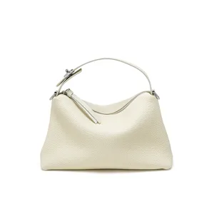 Stijlvolle witte lederen schoudertas, zachte handtas voor dames voor dagelijks gebruik.