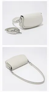 Bolso de montar minimalista de cuero genuino para mujer, bolso de hombro y cruzado de color sólido.