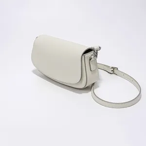 Bolso de Silla de Cuero Genuino para Mujer Minimalista Urbano Color Sólido Bolso Cruzado Bolso de Hombro Diario