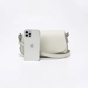 Bolso bandolera minimalista de cuero liso para mujer, elegante bolso de hombro para el trabajo.