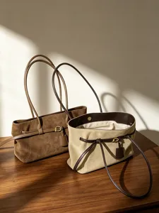 Leather tote bag for women large capacity shoulder bag vintage commuter handbag stylish designer