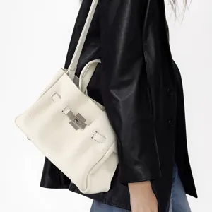 Sac a main blanc en cuir veritable pour femme style createur de luxe sac bandouliere chic
