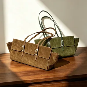 Genuine leather suede hobo bag vintage underarm shoulder handbag for women daily commute.