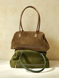 Genuine suede leather women handbag, large capacity stylish shoulder bag for autumn winter.
