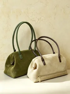 Elegant suede tote bag for women, large capacity shoulder handbag in stylish colors.