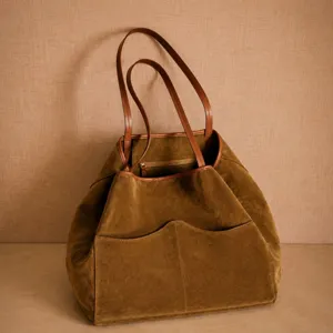 Vintage bruine suède tote tas grote capaciteit schoudertas voor dames mode en dagelijks
