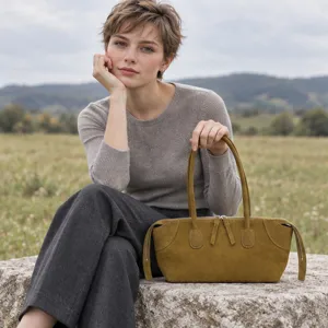 Vintage Echt Leer Onderarmtas Voor Vrouwen Gematteerd Leer Grote Capaciteit Retro Schoudertas Dagelijks Woon-werkverkeer Mode Handtas