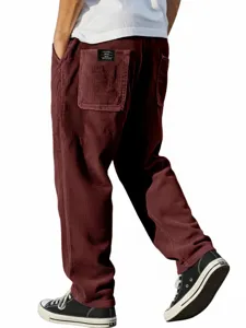 Pantalon en velours côtelé pour hommes décontracté ample jambe droite rétro rayé