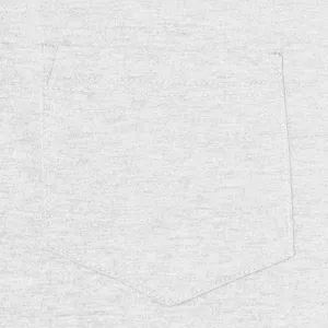 Close-up detail of a men's heather grey fabric shirt chest pocket with neat stitching work.