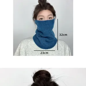 Winter warm knitted neck warmer solid color fleece scarf for outdoor skiing women soft
