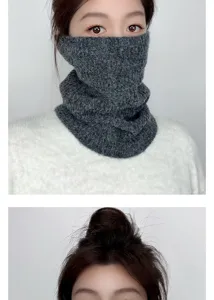 Winter warm knitted neck gaiter for women, solid color windproof thermal snood scarf.