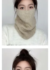 Knitted neck warmer for women autumn winter warm windproof thermal knit scarf chic